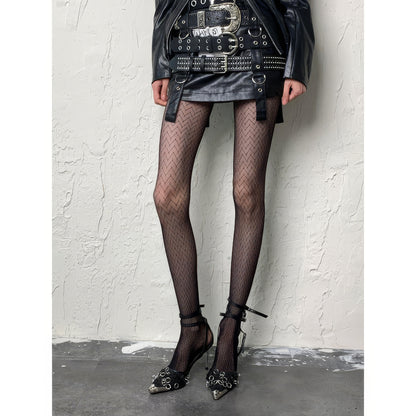 Chevron Mesh Pattern Tights