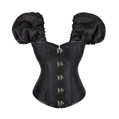 Baroque Puff Sleeve Jacquard Corset Top