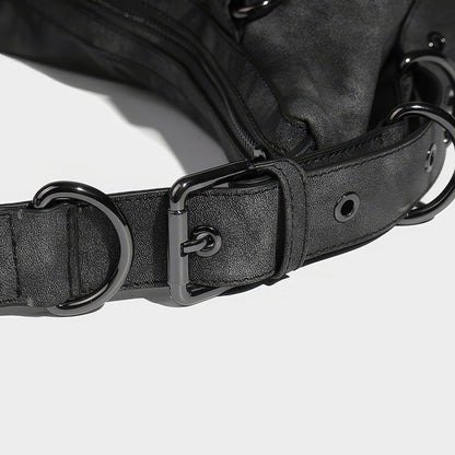 Black Buckle Strap Shoulder Bag