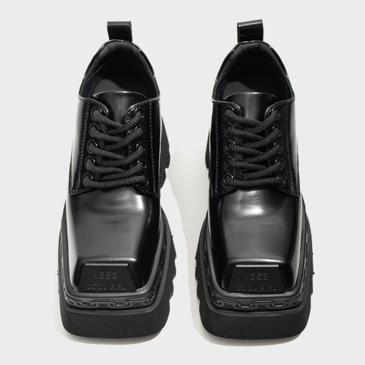 Chunky Square-Toe Platform Shoes