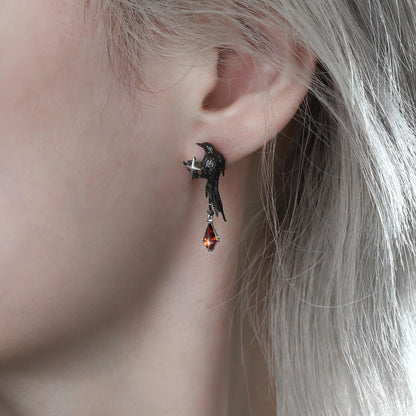 Black Bird Crystal Drop Earrings