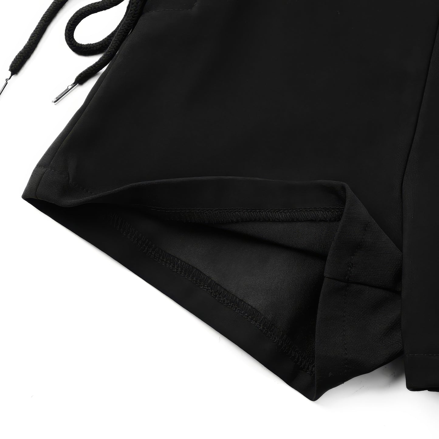 Side Lace-Up Detail Black Shorts