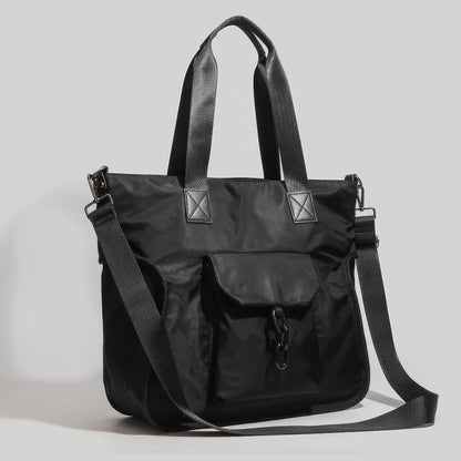 Utility Pocket Nylon Shoulder Tote Bag