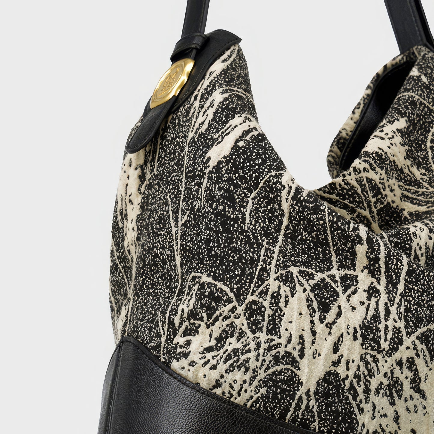 Monochrome Botanical Print Shoulder Bag