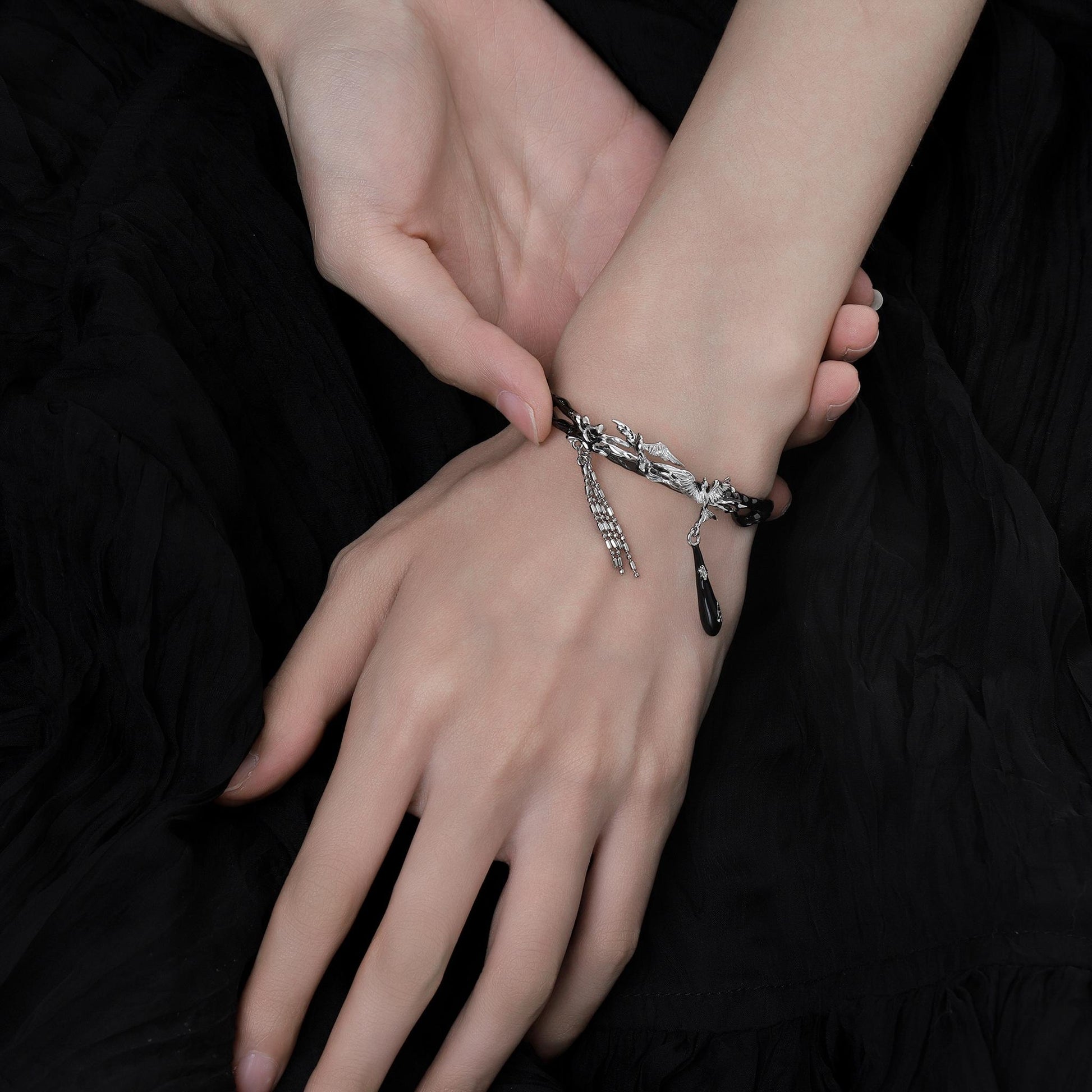 Winged Teardrop Chain Bracelet