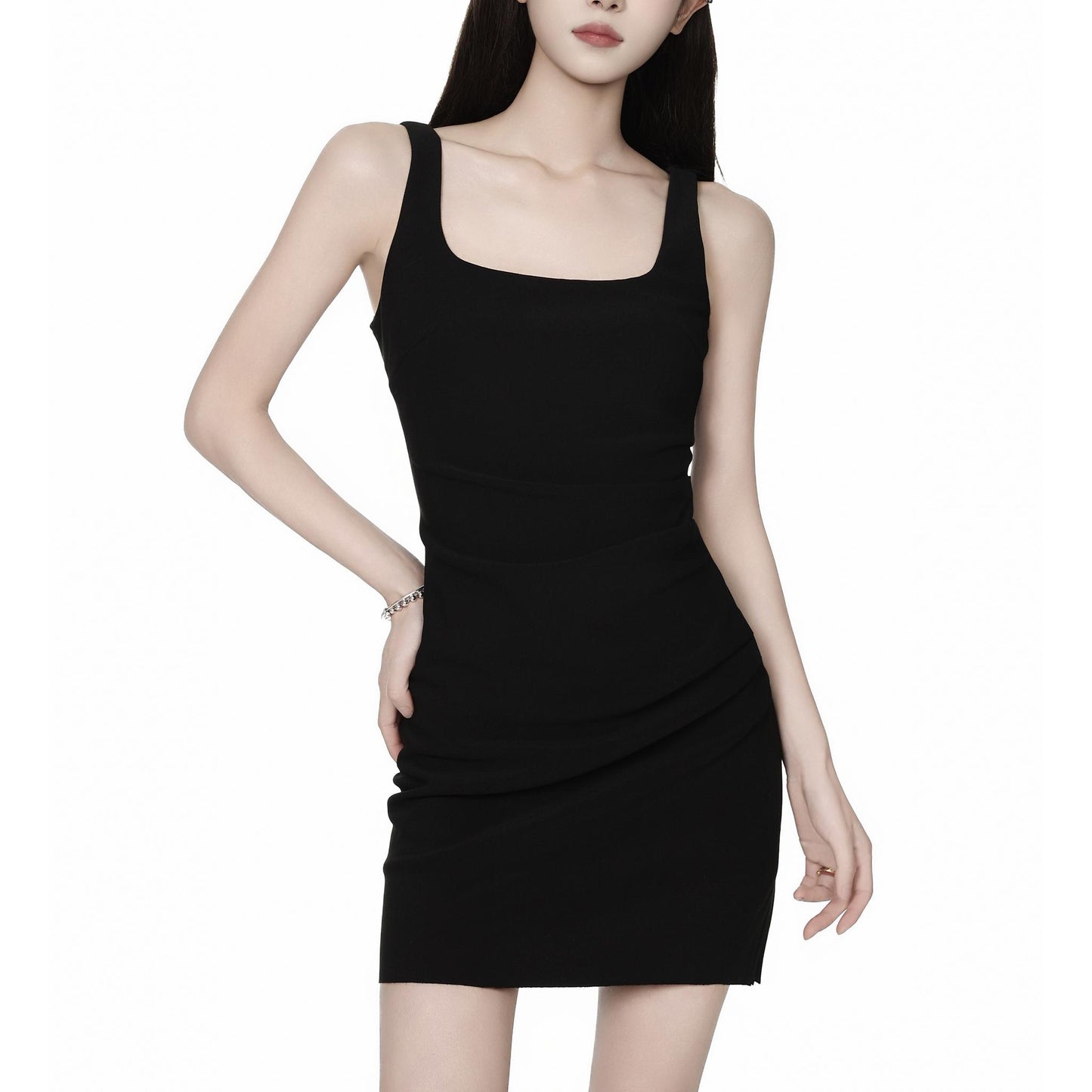Square Neck Sleeveless Fitted Mini Dress