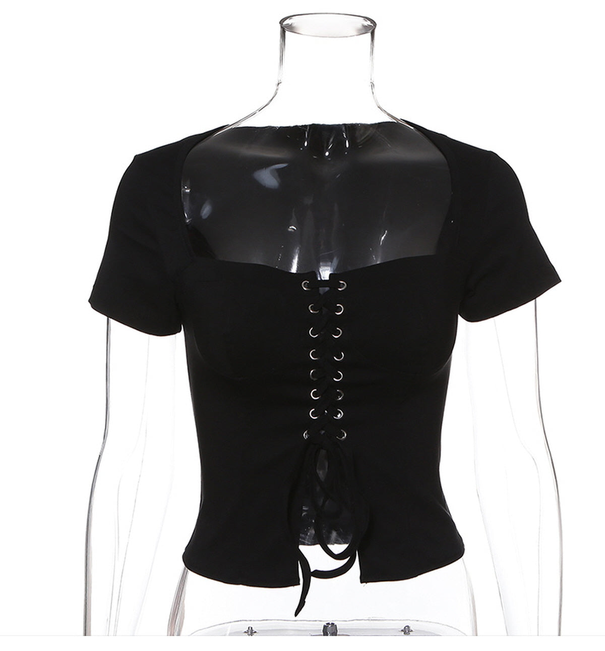 Lace-Up Corset Crop Top