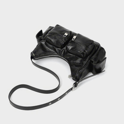 Multi Pocket Textured Shoulder Bag