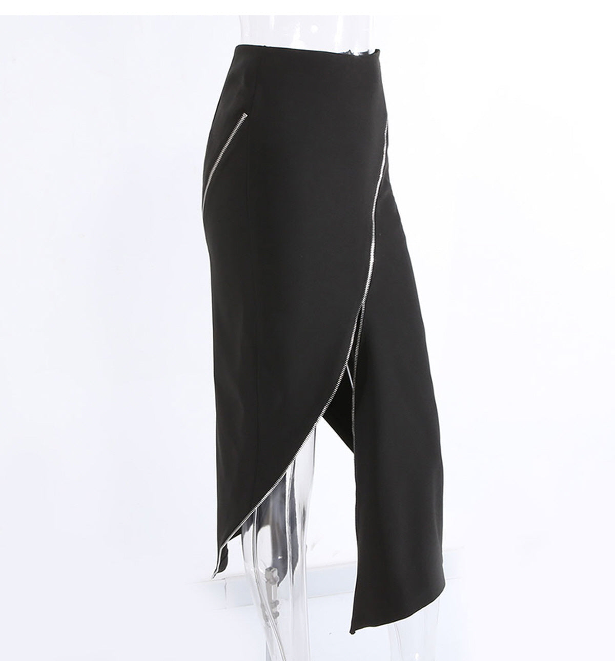 Asymmetrical Zip Slit Skirt