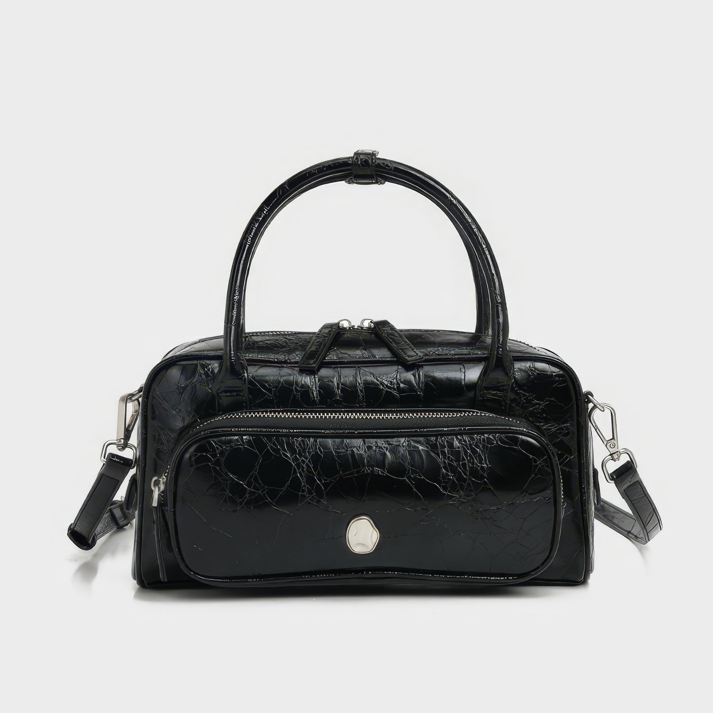 Crinkled Glossy Rectangle Handbag