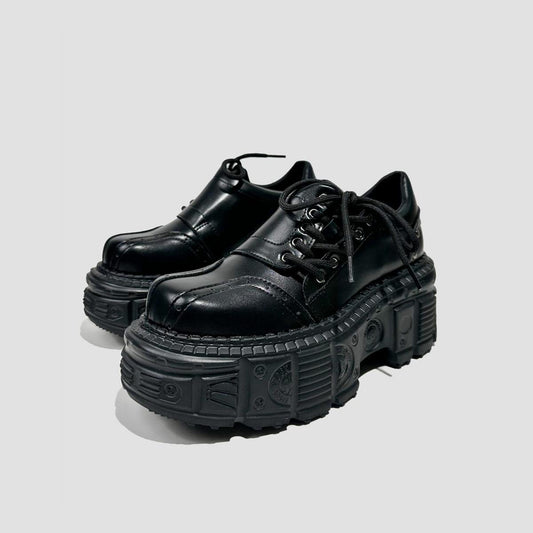 Black Chunky Industrial Platform Shoes