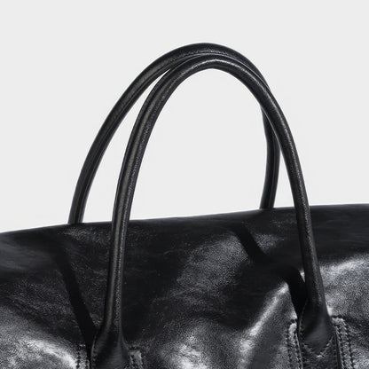 Structured Glossy Pocket Detail Tote Bag