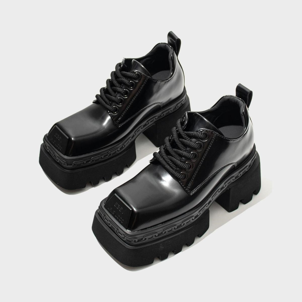 Chunky Square-Toe Platform Shoes