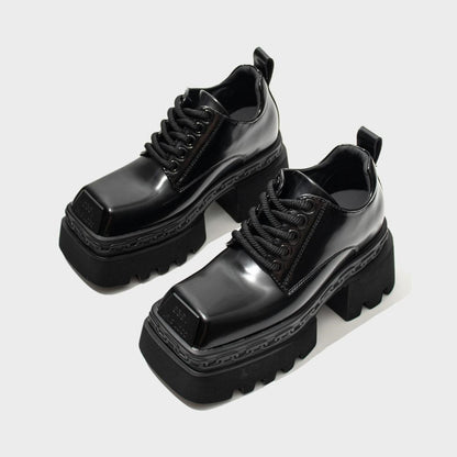 Chunky Square-Toe Platform Shoes