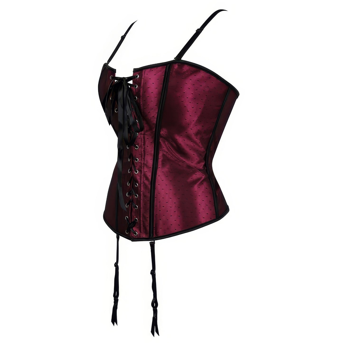 Burgundy Satin Lace-Up Corset Top