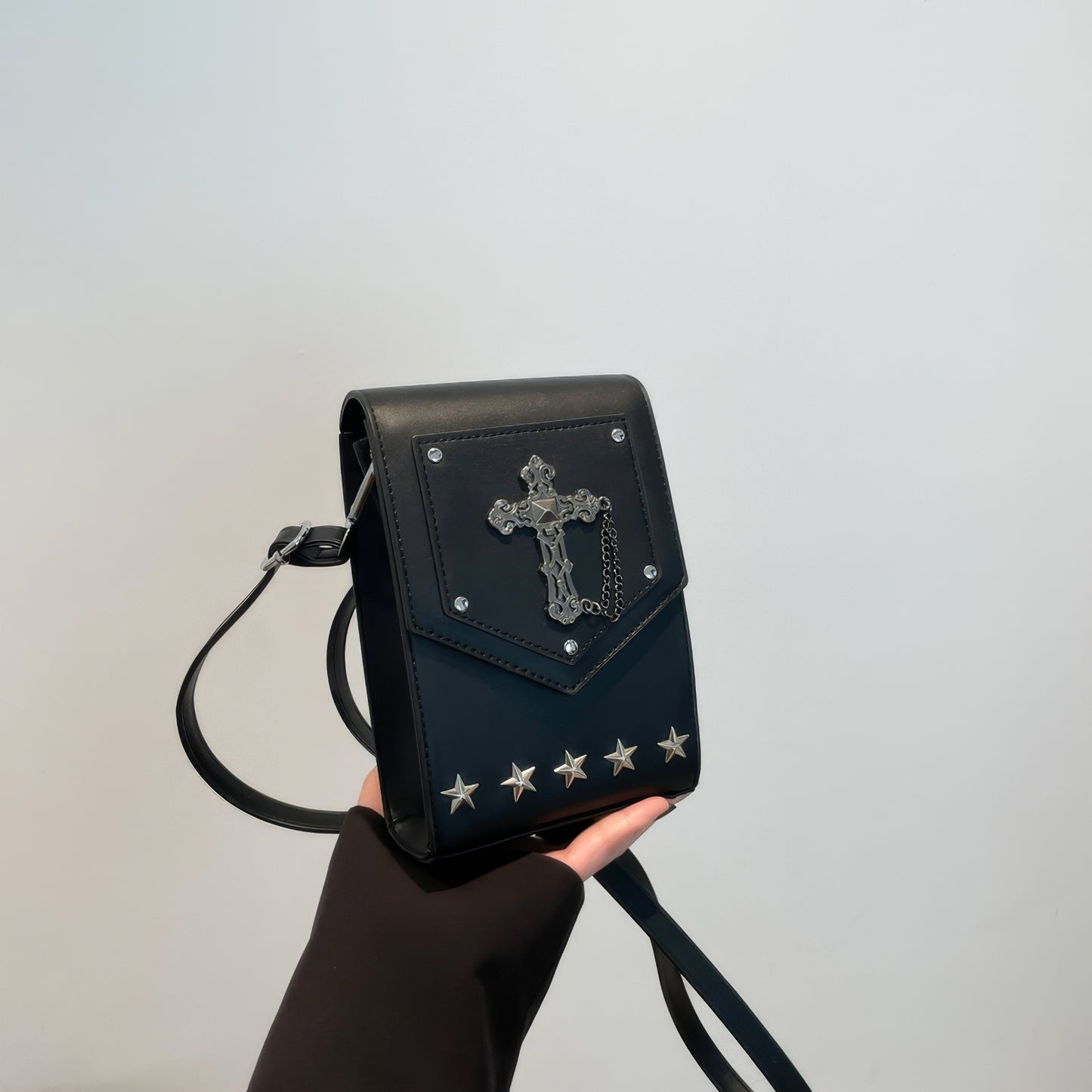 Cross Studded Slim Mini Crossbody Bag