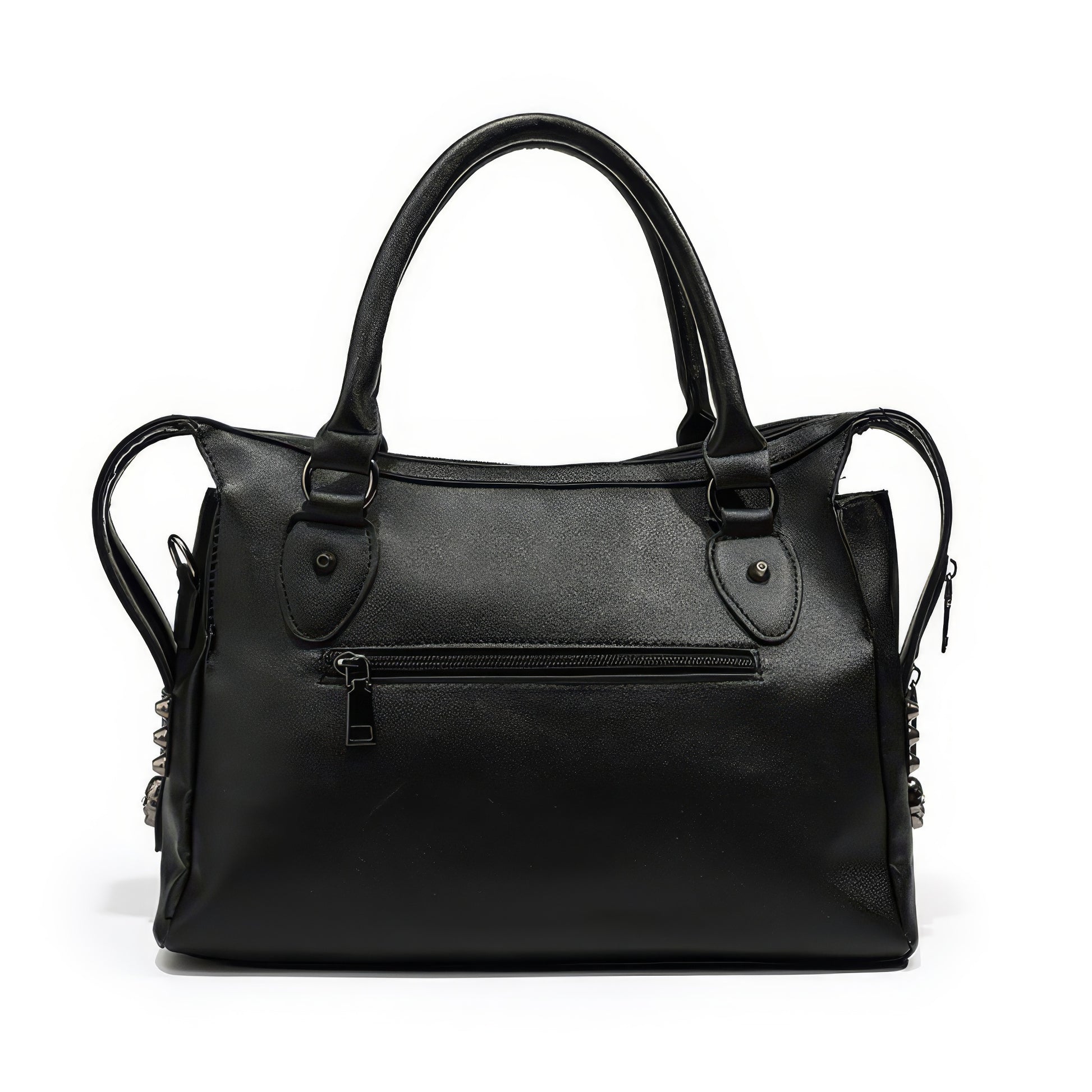 Skull Studded Faux Leather Shoulder Bag