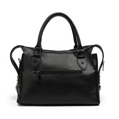 Skull Studded Faux Leather Shoulder Bag
