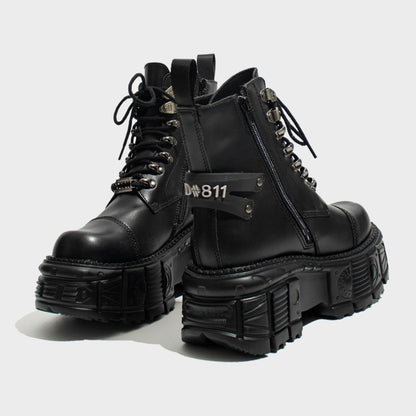 Black Industrial Hardware Platform Boots