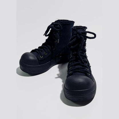 Frayed Canvas Platform Sneakers