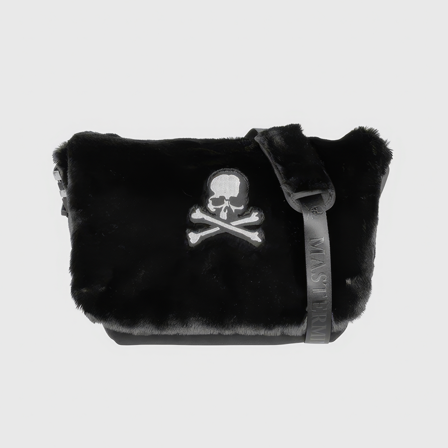 Faux Fur Skull Embroidery Shoulder Bag