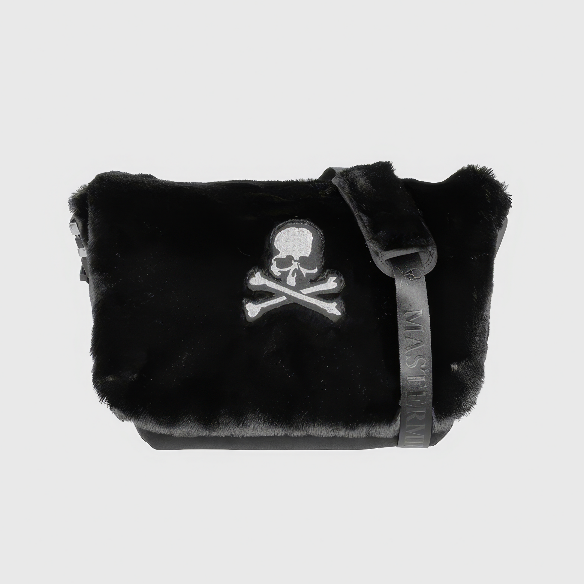 Faux Fur Skull Embroidery Shoulder Bag