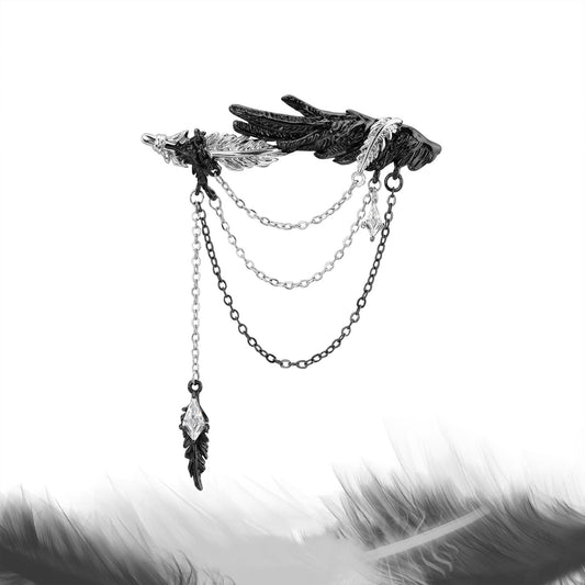 Feather Draped Dual-Tone Brooch