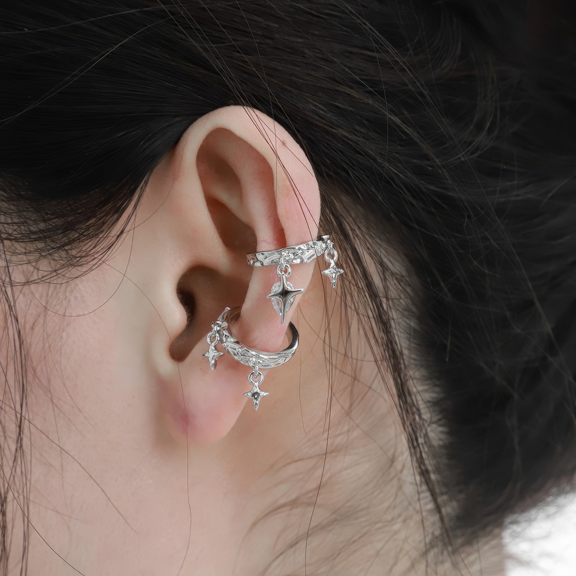 Star Charm Layered Ear Cuffs