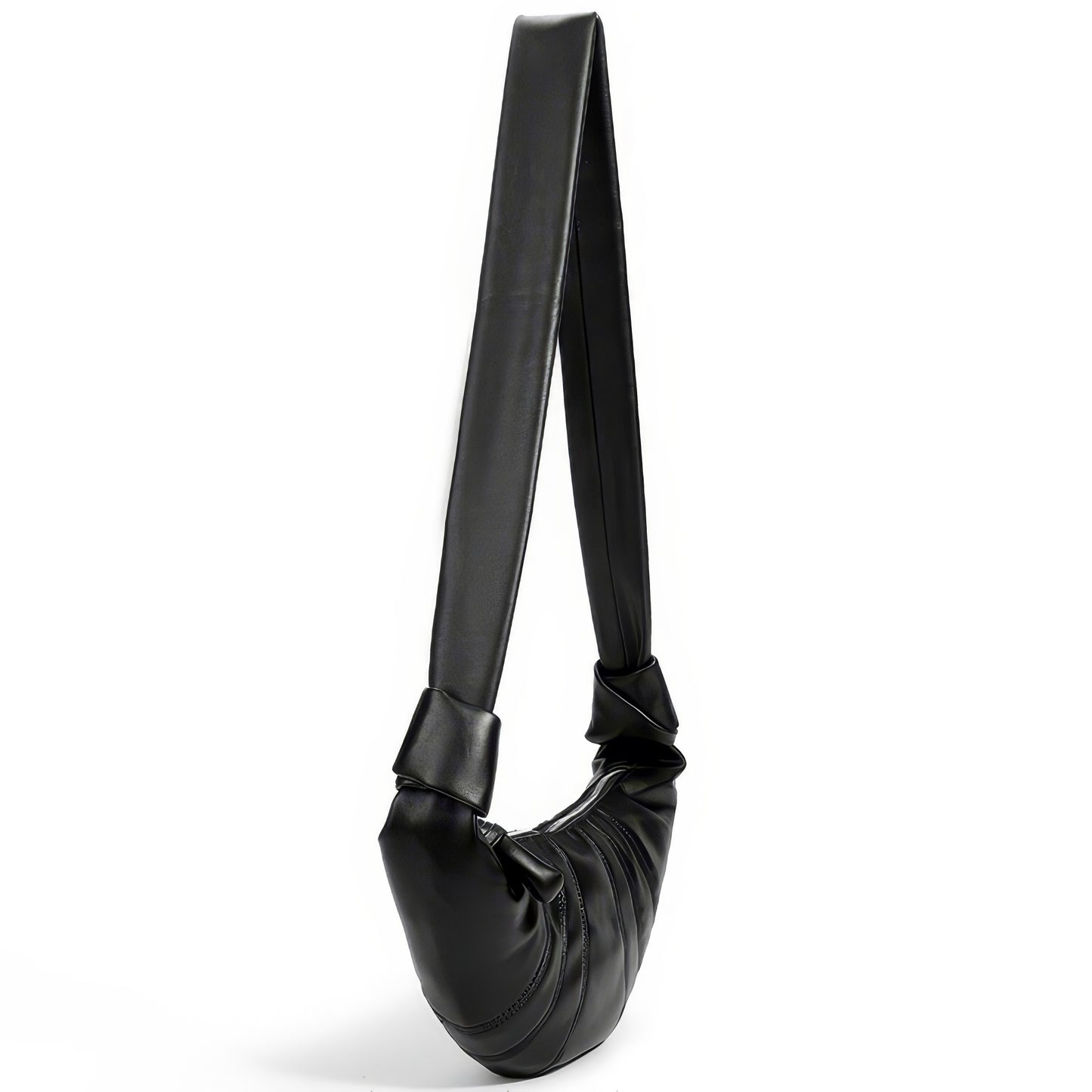 Knotted Crescent Black Shoulder Bag
