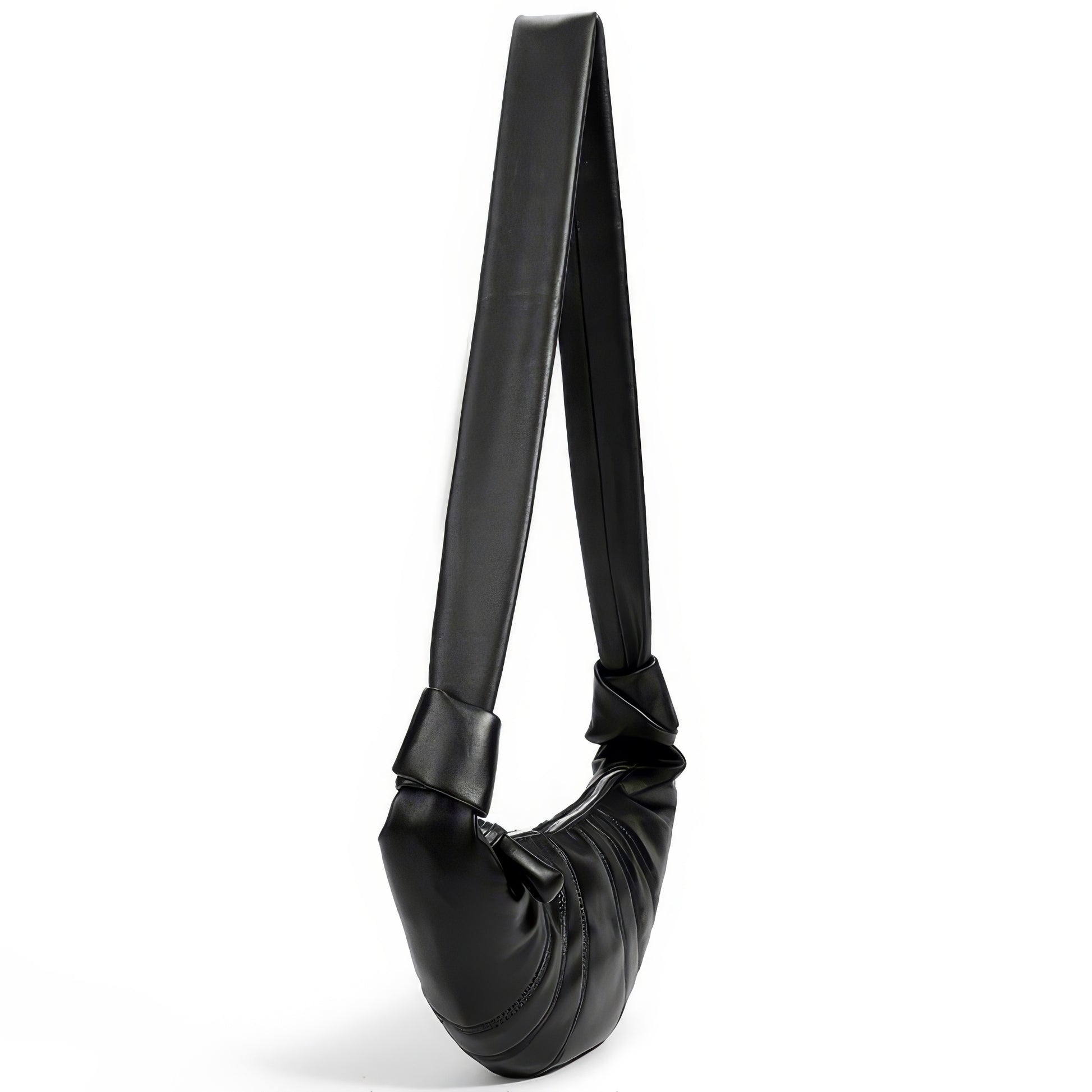 Knotted Crescent Black Shoulder Bag