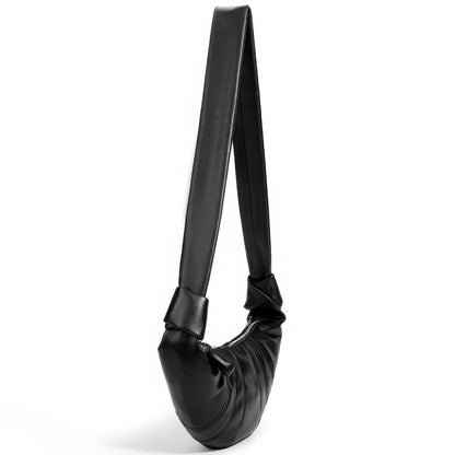 Knotted Crescent Black Shoulder Bag
