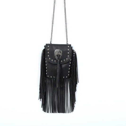 Fringe Skull Tassel Mini Crossbody Bag
