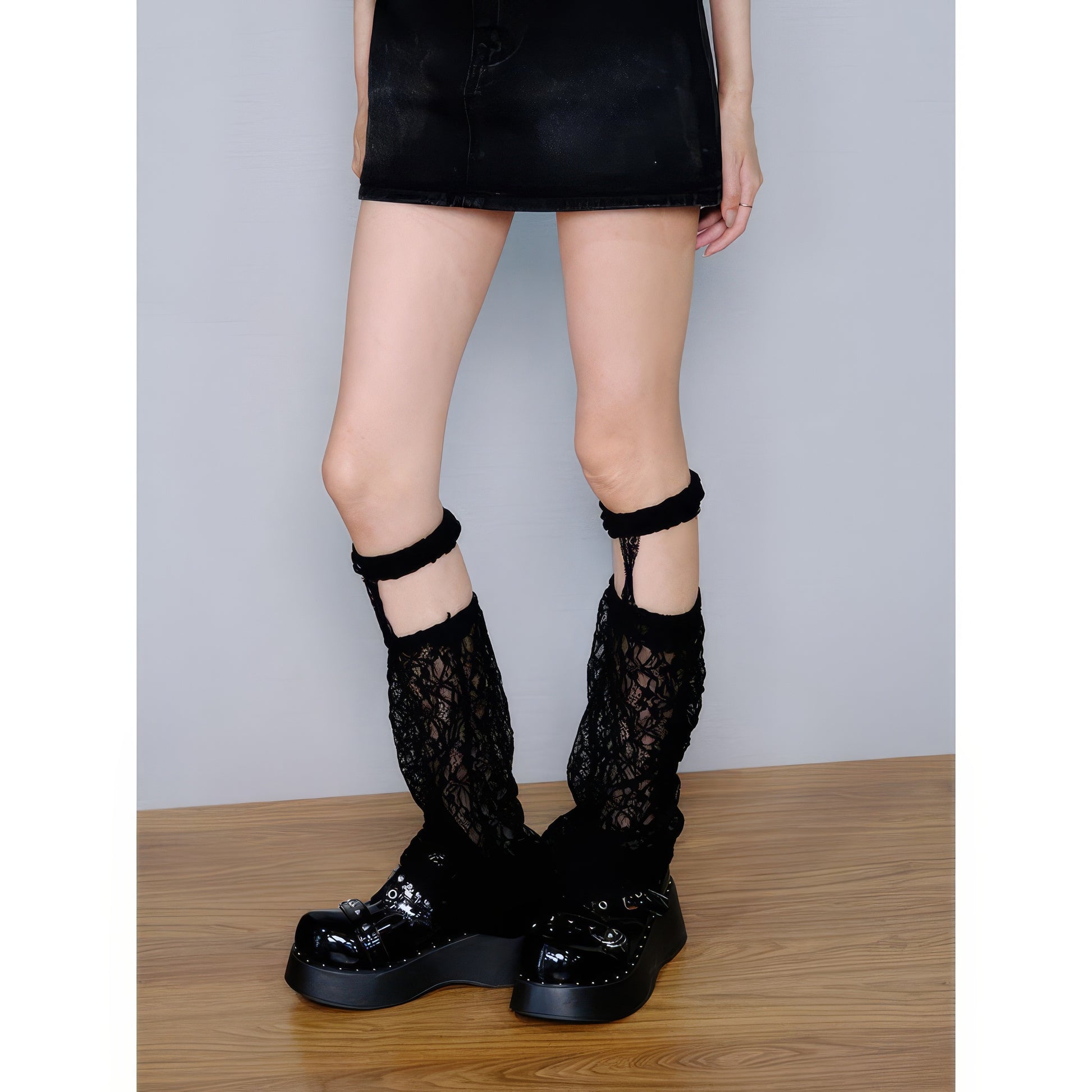 Lace Knit Cutout Leg Warmers