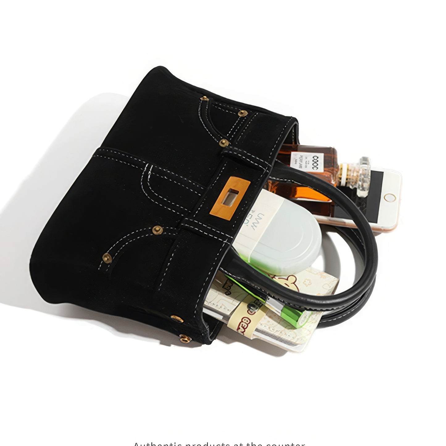 Denim Stitch Detail Mini Satchel Bag