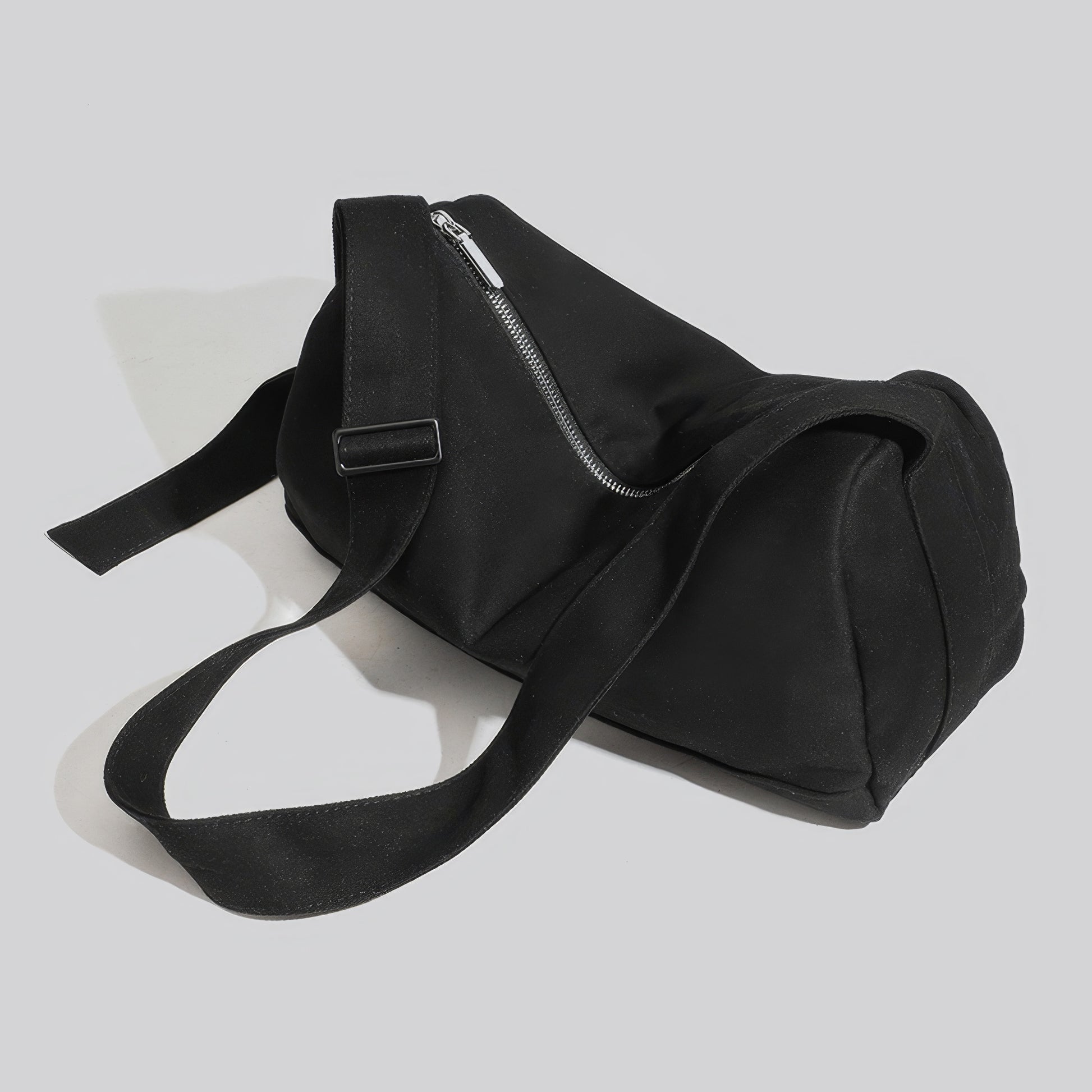 Asymmetrical Zip Canvas Shoulder Bag