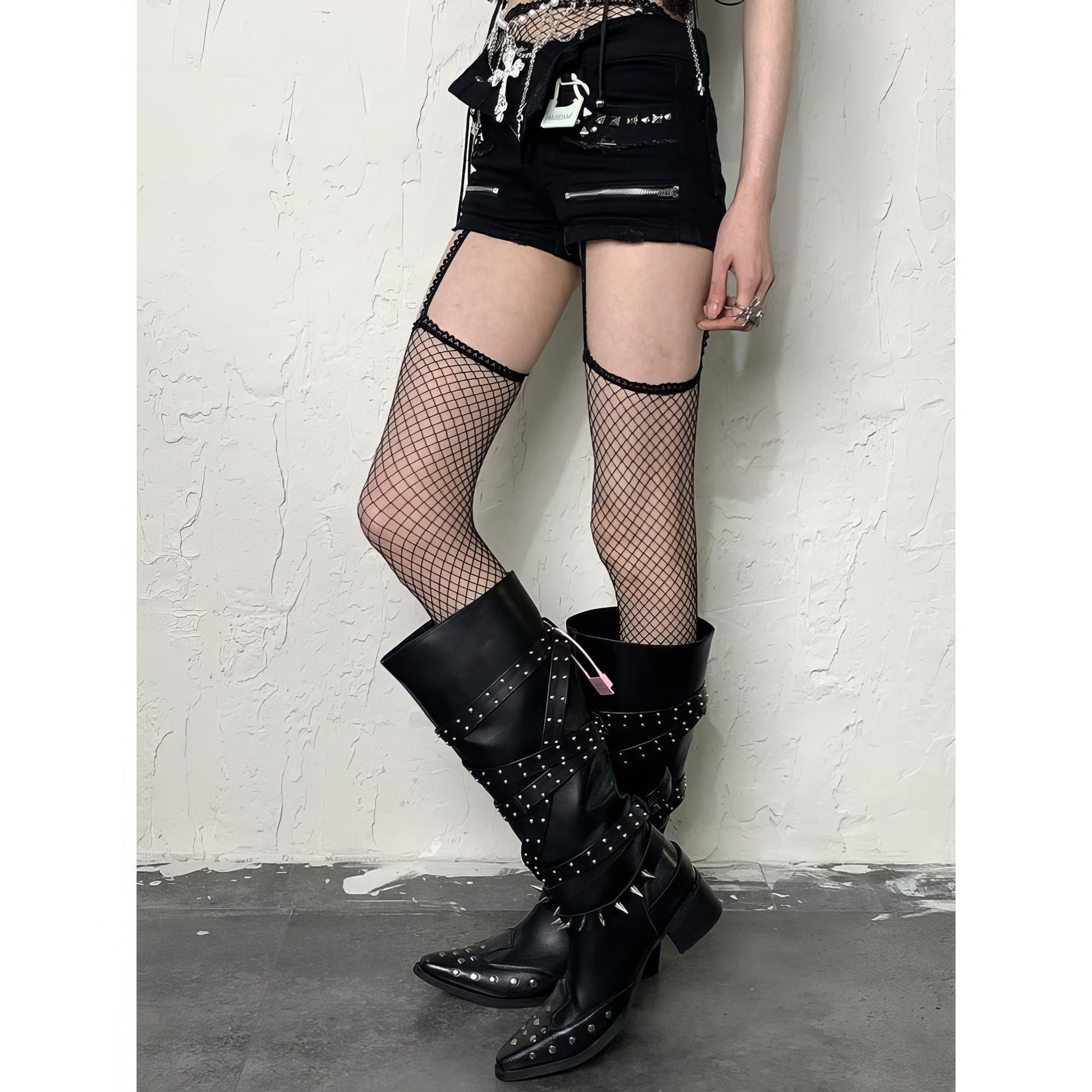Garter-Style Fishnet Thigh High Tights