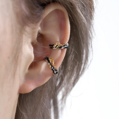 Gold Padlock and Key Ear Cuff Set