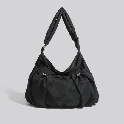 Ruched Nylon Soft Shoulder Bag