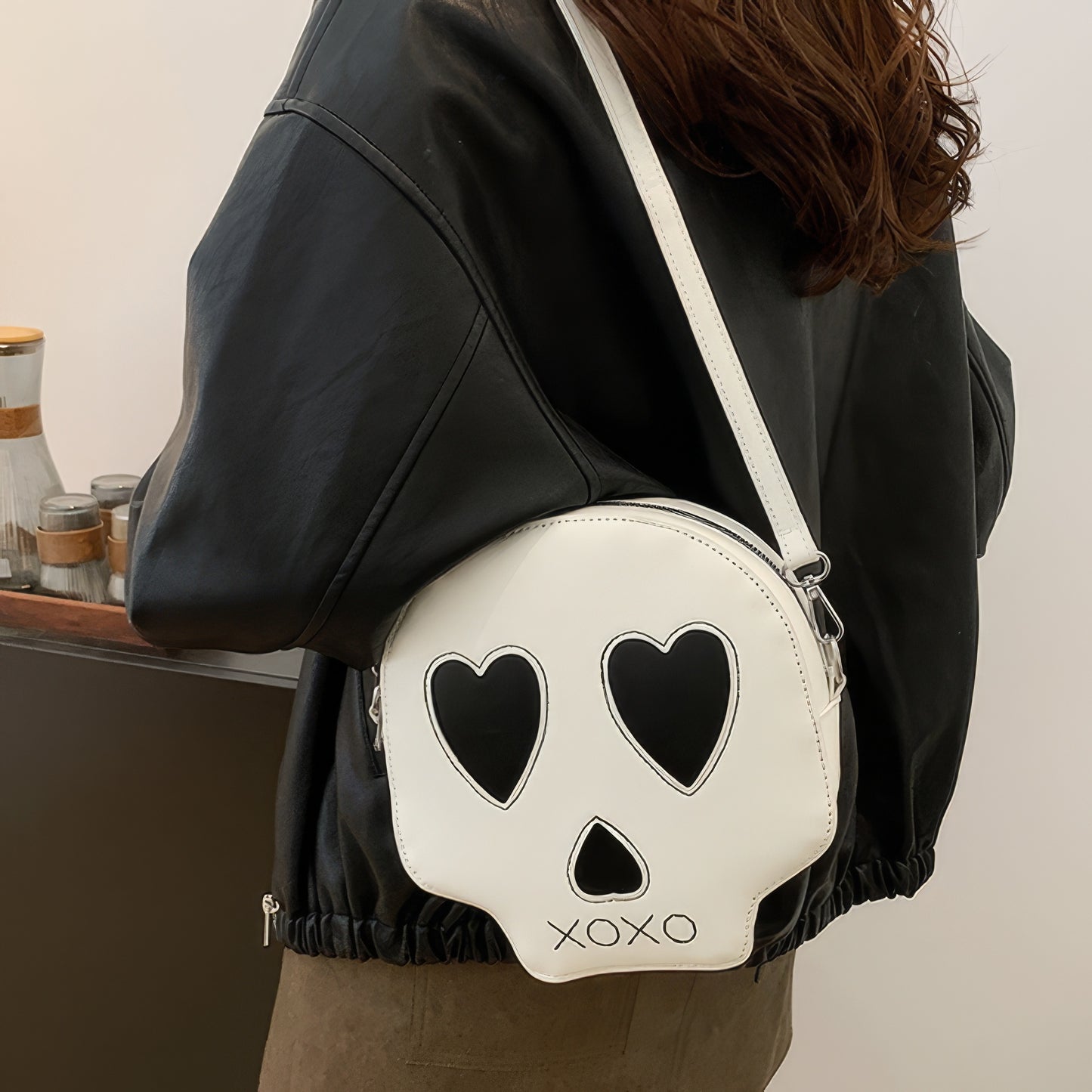 Heart Eyes Skull Mini Crossbody Bag