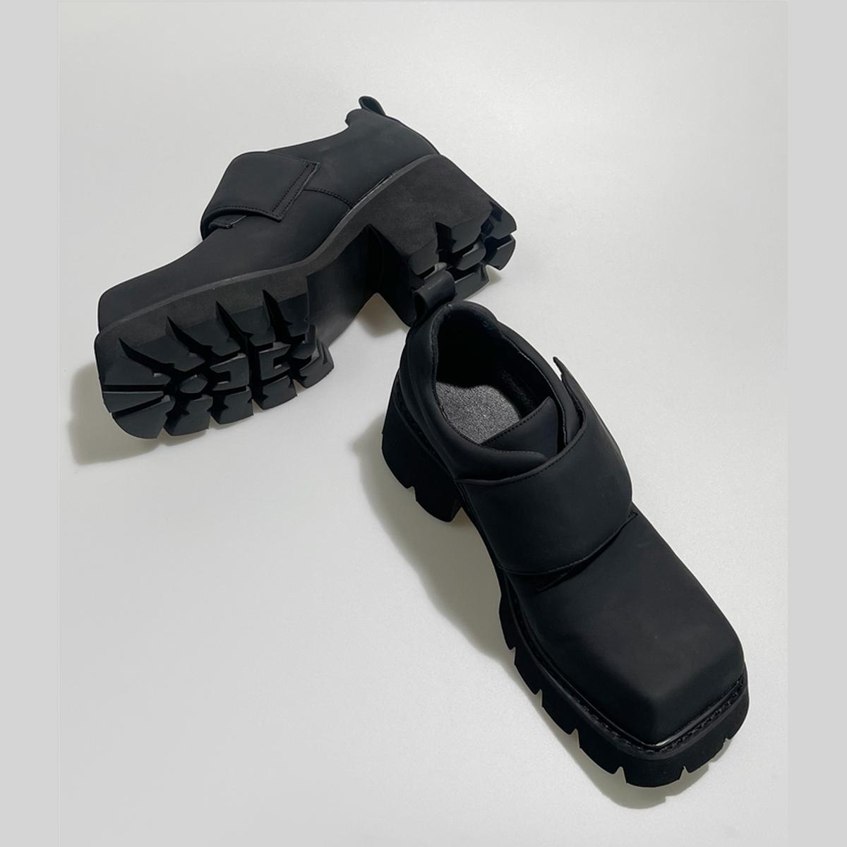 Black Chunky Strap Platform Shoes