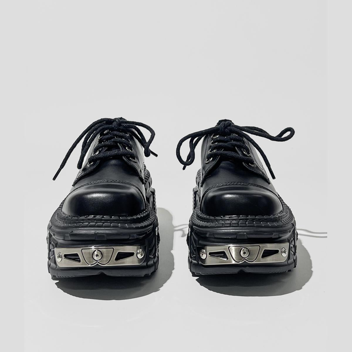 Black Cyberpunk Platform Lace-Up Shoes