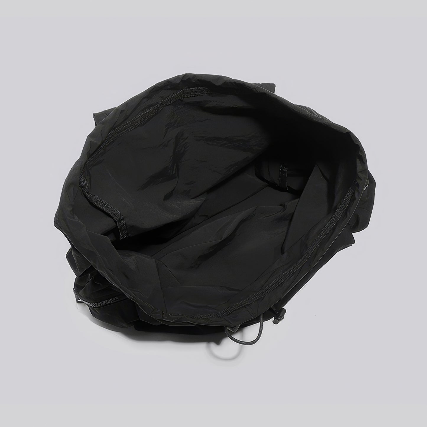 Drawstring Zip Pocket Black Backpack