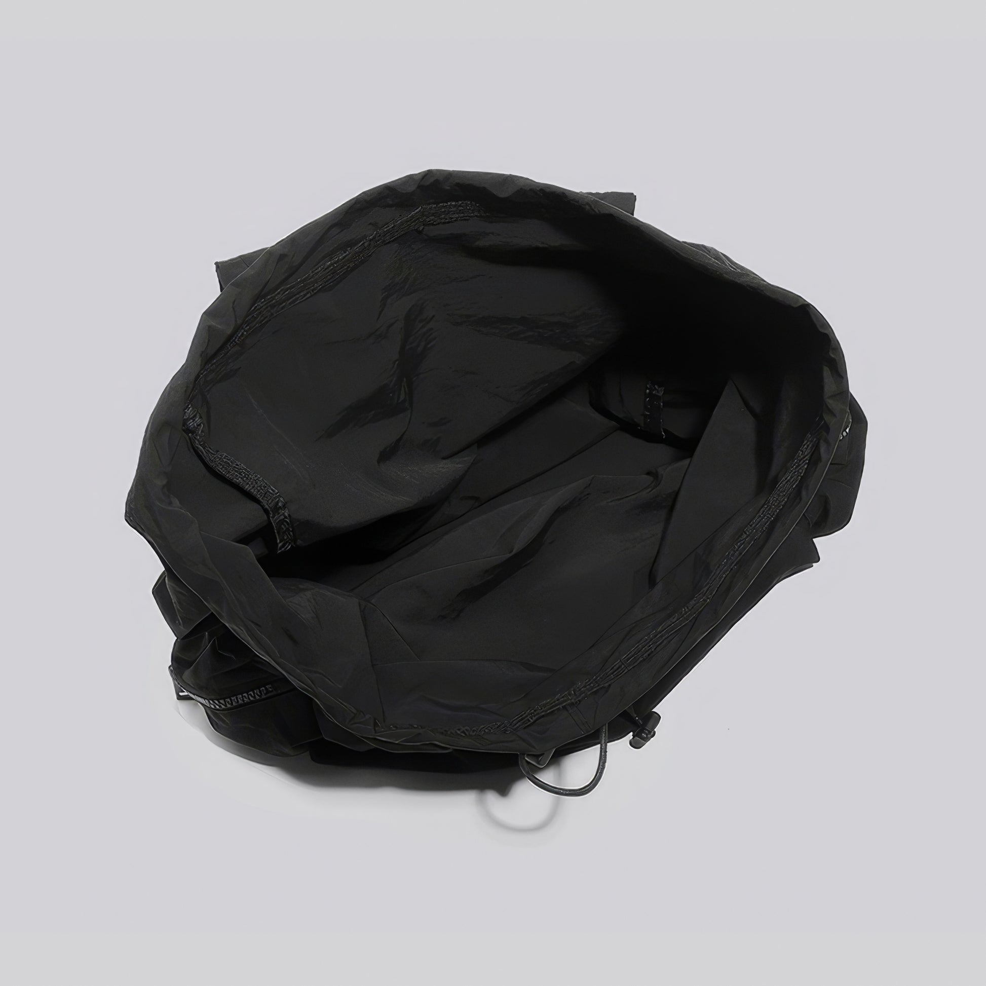 Drawstring Zip Pocket Black Backpack