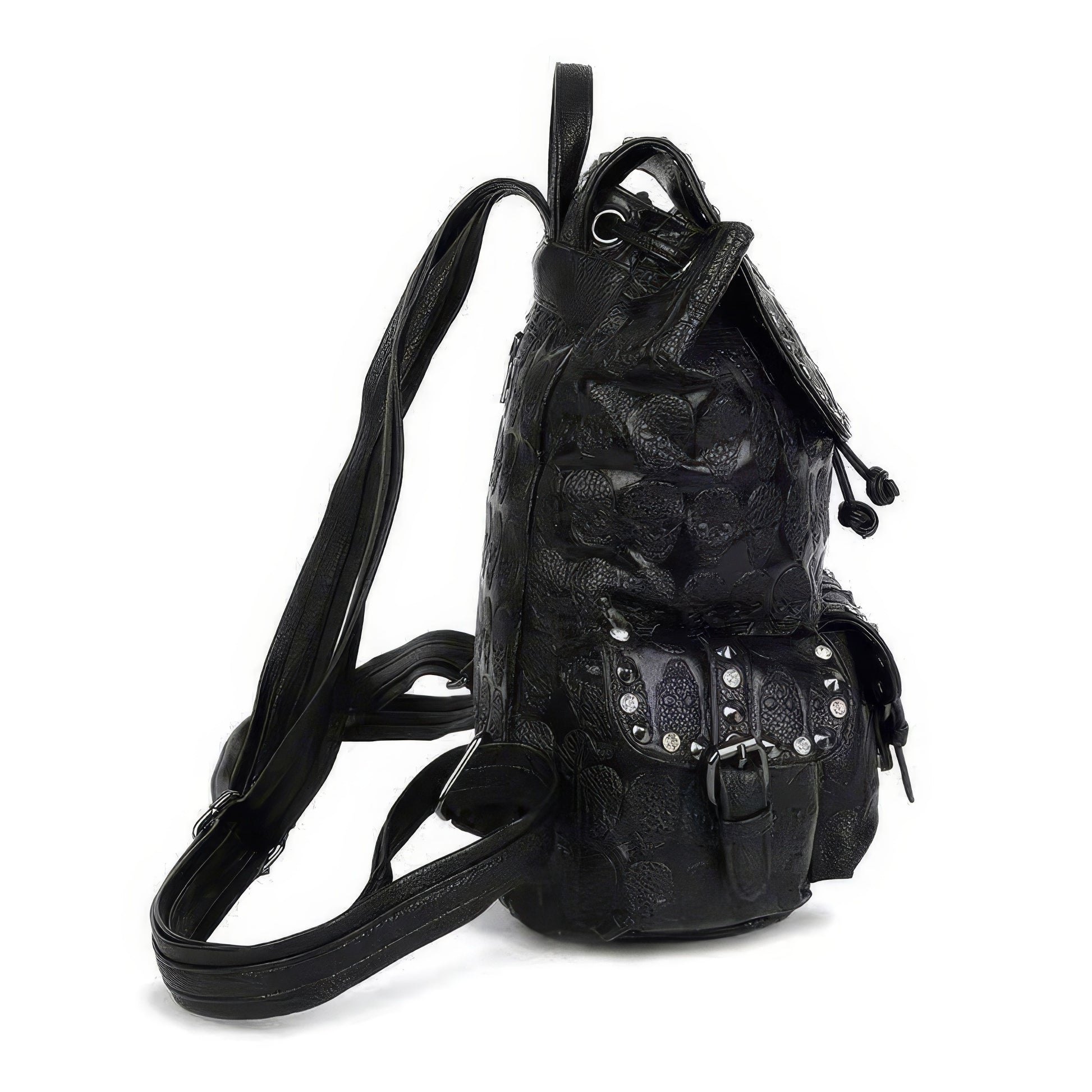 Studded Skull Pattern Flap Backpack
