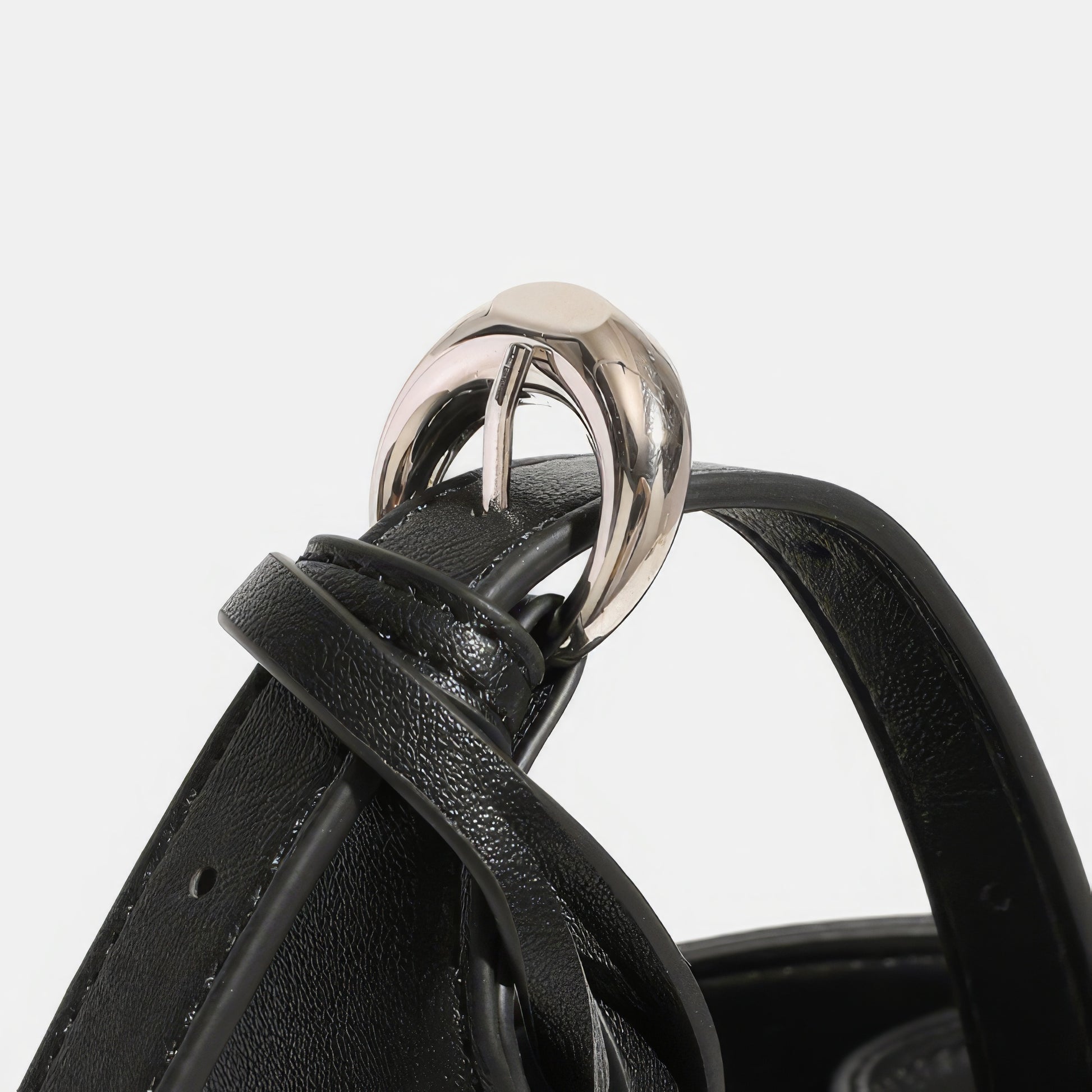 Belted Minimal Faux Leather Shoulder Bag