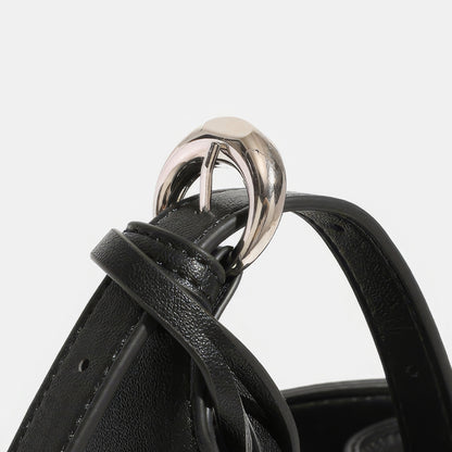 Belted Minimal Faux Leather Shoulder Bag