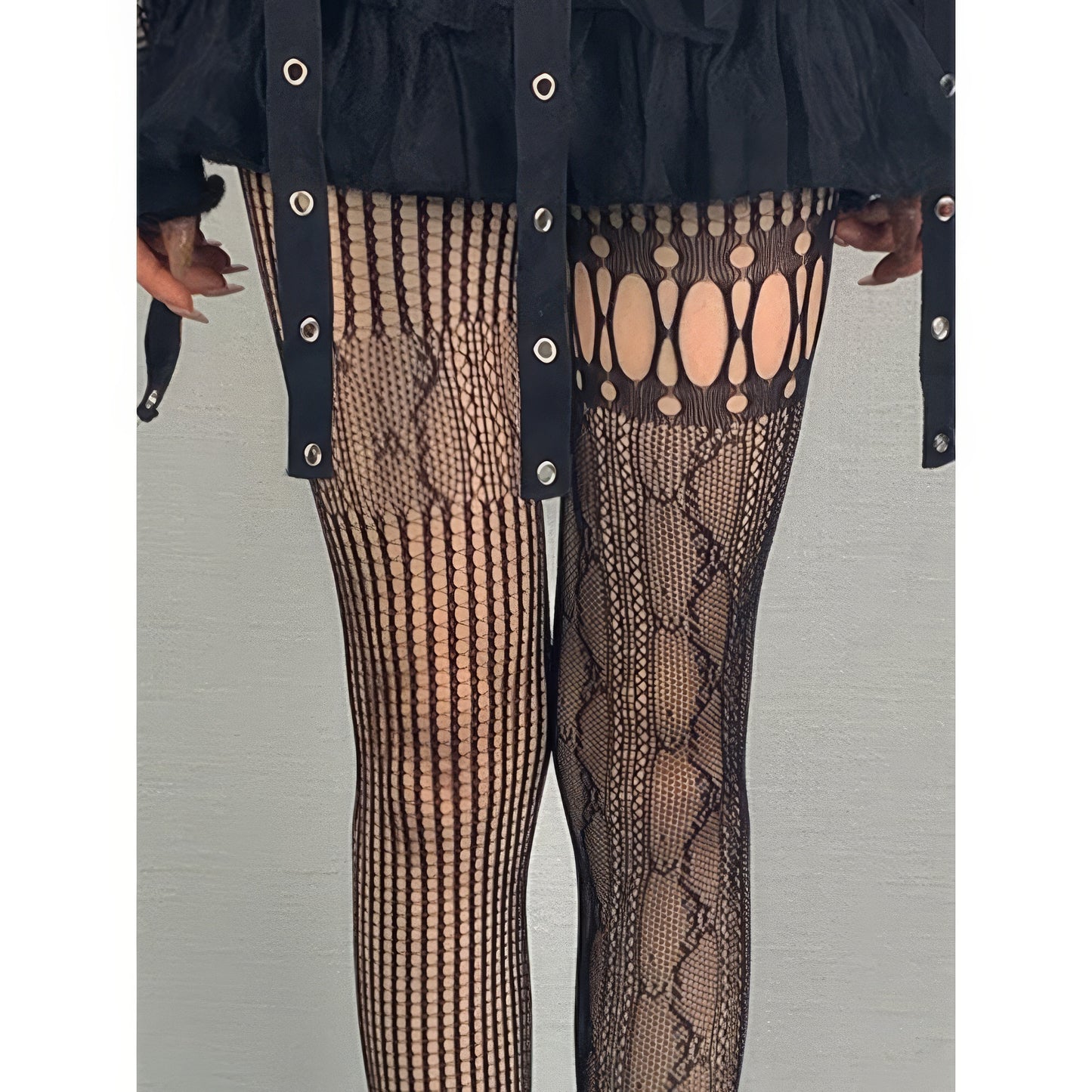 Mixed Pattern Mesh Cutout Tights