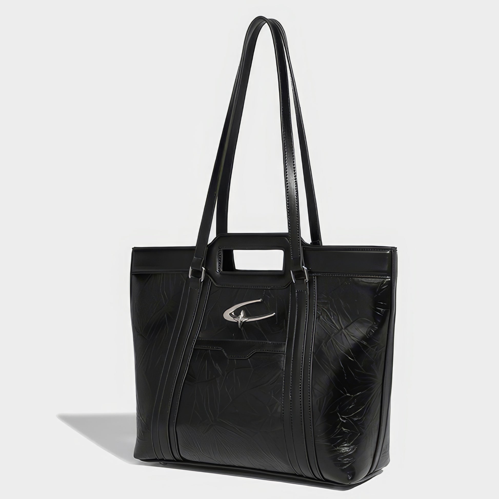 Structured Crinkle Texture Tote Bag