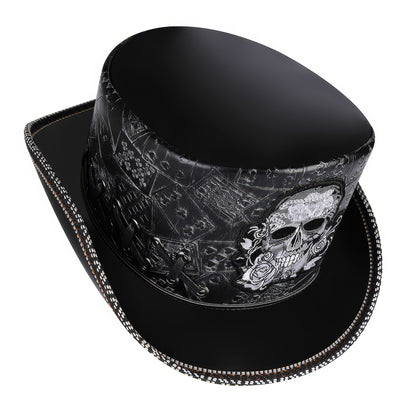Embossed Card Pattern Lace-Up Top Hat