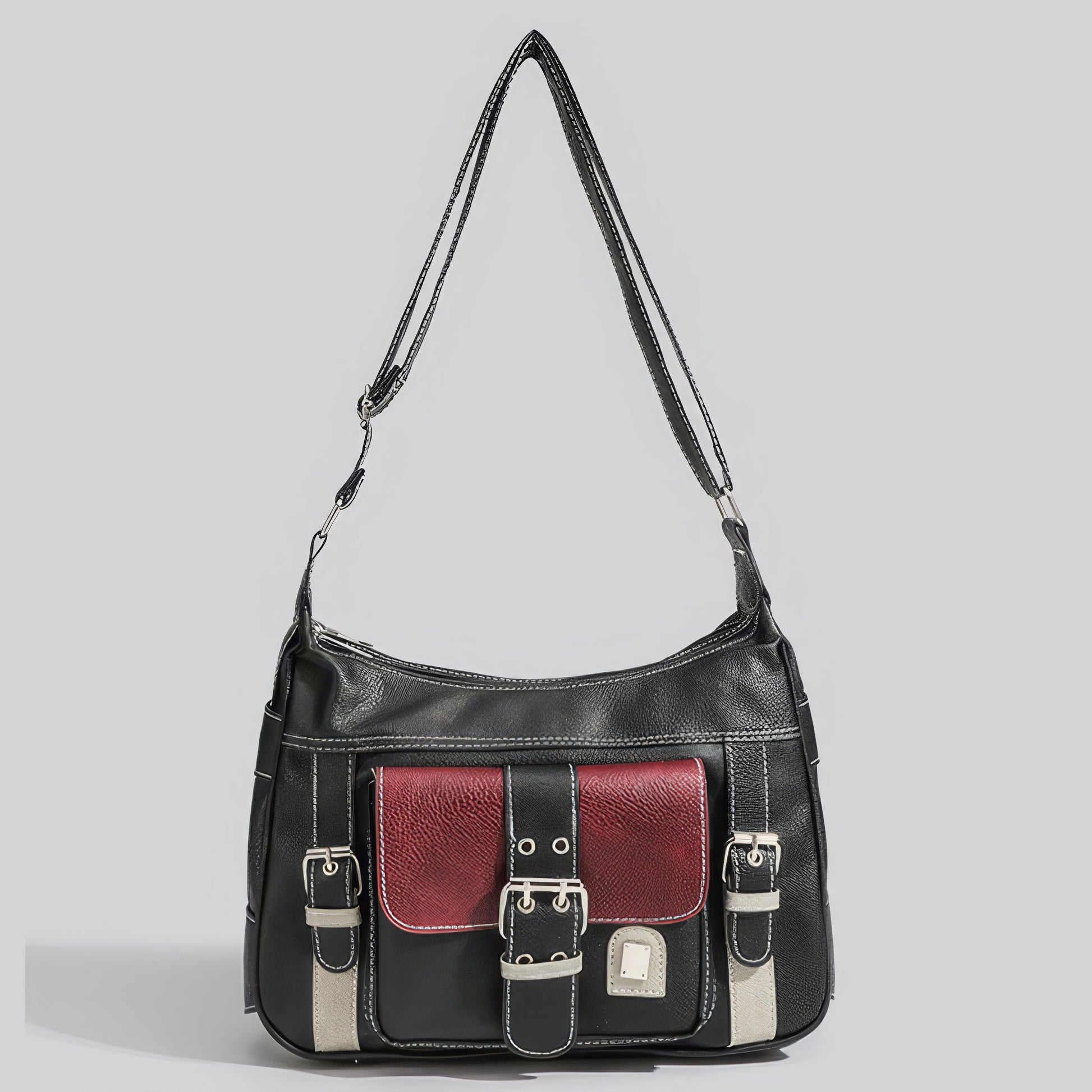 Colorblock Buckle Strap Shoulder Bag